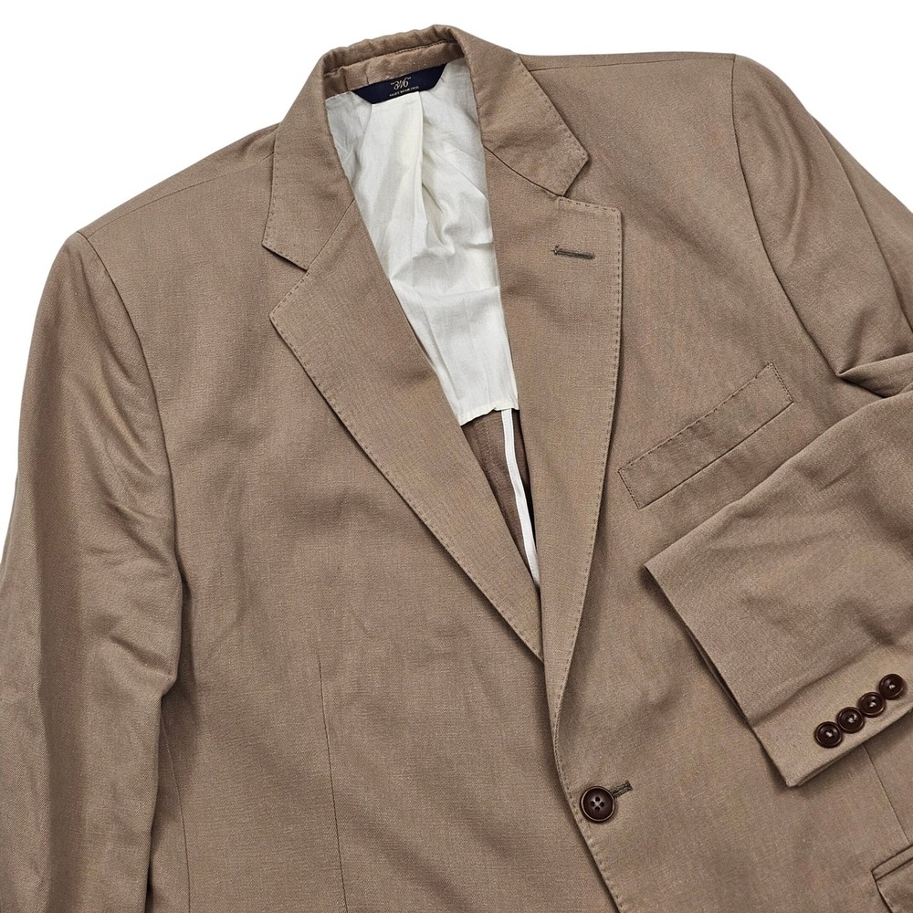 Brooks Brothers Blazer Mens 44S Tan Linen Cotton Regent Partially Lined Preppy